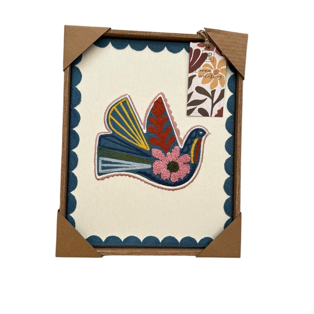 Framed Textile Embroidered Wall Art 12x15 Latin Folk Art Inspired - Picture 2 of 7